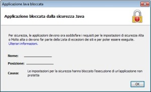 applicazione bloccata dalla sicurezza java