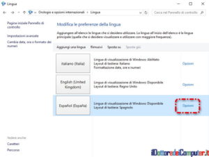 opzioni lingua