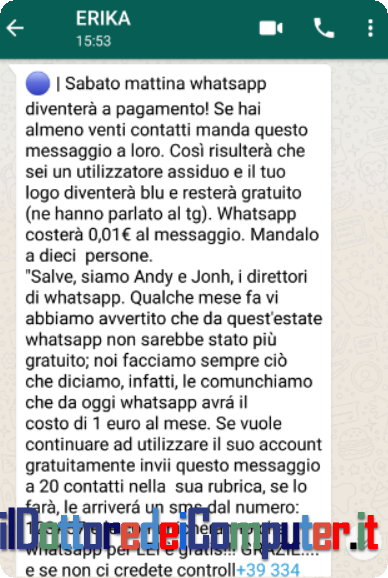 WhatsApp a Pagamento con Luce Blu (?)