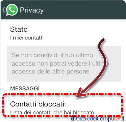 Come Bloccare contatto WhatsApp