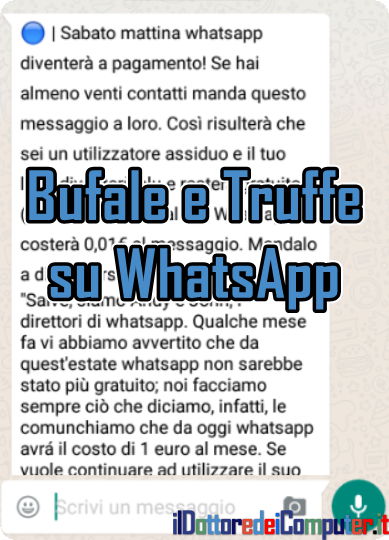 Bufale e Truffe su WhatsApp