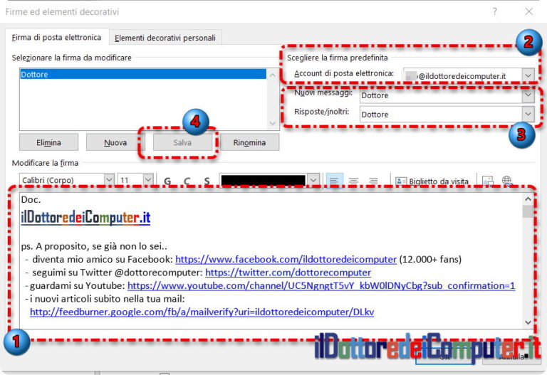 Aggiungere la Firma Automatica in Outlook