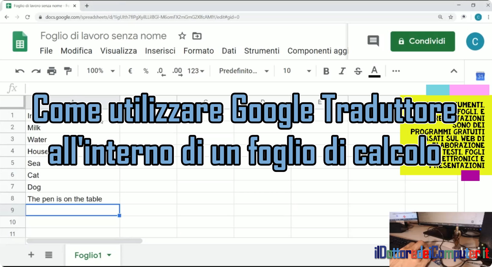 Come utilizzare Google Traduttore in un foglio di calcolo