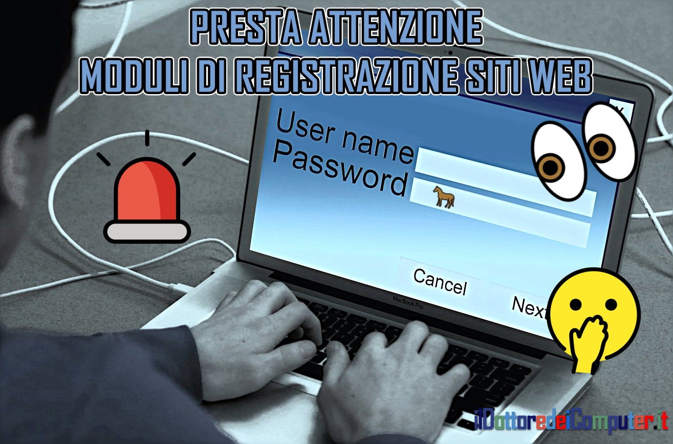 Attenzione con i Moduli di Registrazione sui Siti Web