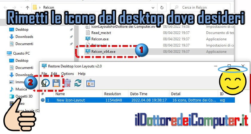 Salva la Posizione delle Icone sul Desktop e falle Ritornare in posizione con un Click