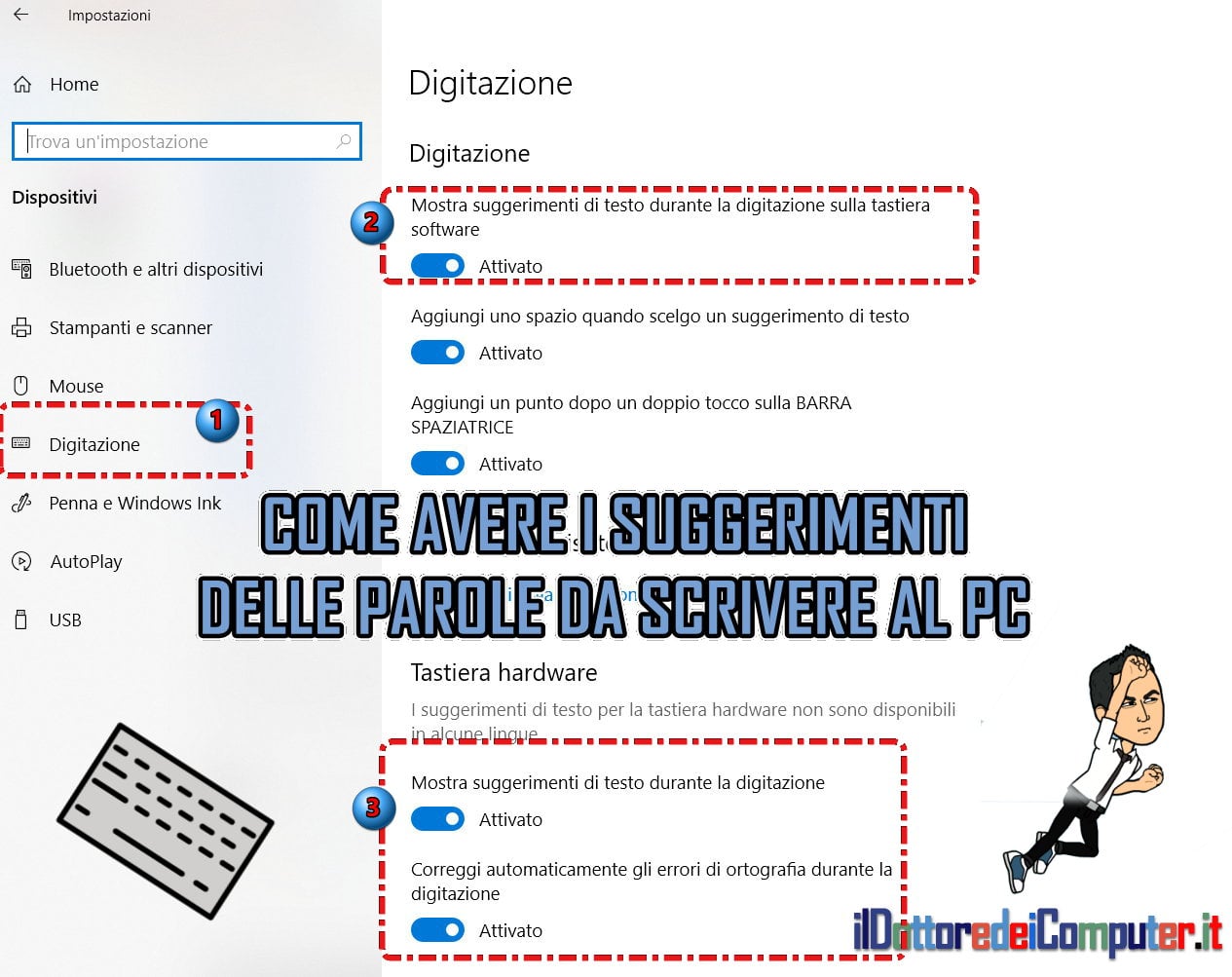 Come Avere i Suggerimenti delle Parole da Scrivere al PC