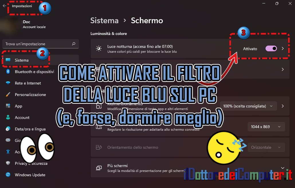 Come Attivare il Filtro della Luce Blu sul PC