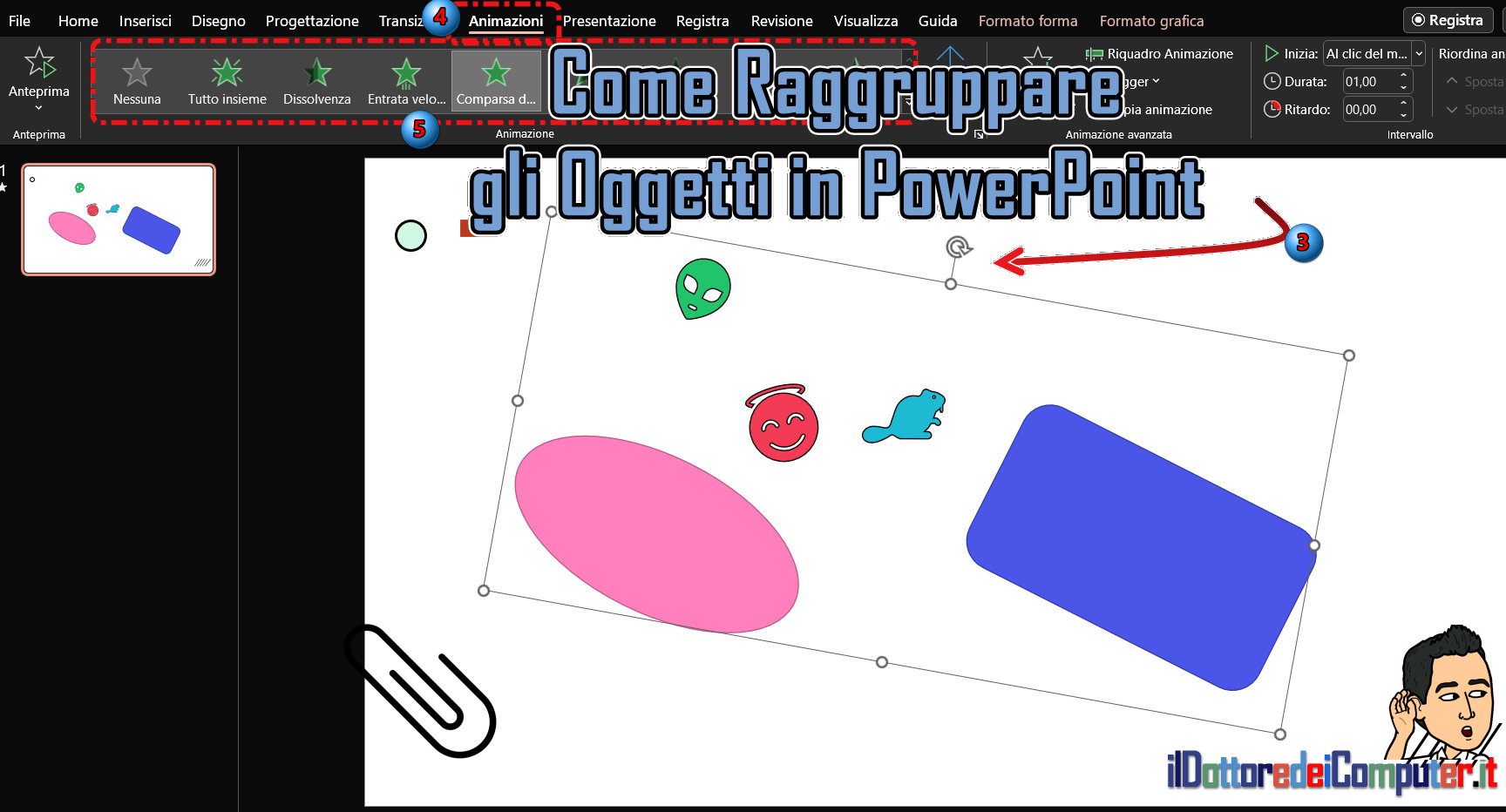 Come Raggruppare gli Oggetti in PowerPoint (e dargli le stesse Animazioni)