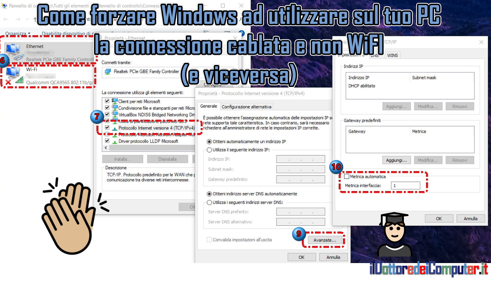 Come Forzare Windows ad utilizzare la Connessione Cablata Ethernet invece che WiFi (e viceversa)🛠💪